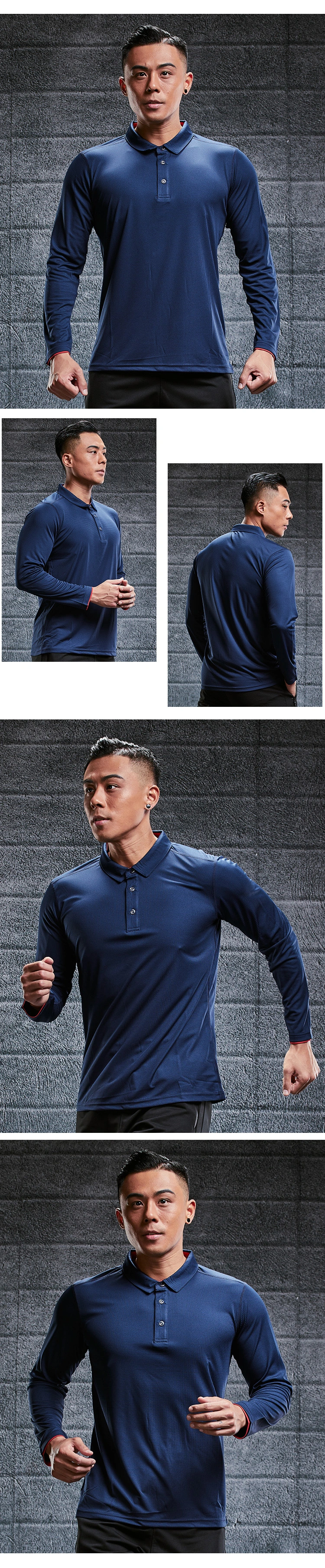 Wholesale 100% Polyester Golf Shirt Men Sports Wear Breathable Long Sleeve Polo Shirts