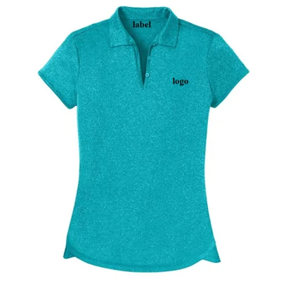 Logotipo personalizado que imprime la camisa de polo del poliéster del deporte del golf que absorbe la humedad de las mujeres de la manga corta