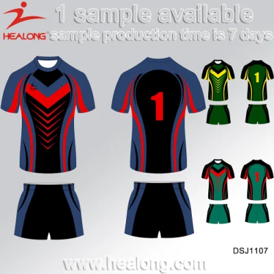 Diseño de maqueta totalmente sublimada de poliéster Healong de camiseta de rugby