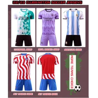 100% poliéster Transpirable Secado rápido Sublimación personalizada Bordado Tailandia Club juvenil Fútbol Copa mundial Camisetas de fútbol Stock al por mayor