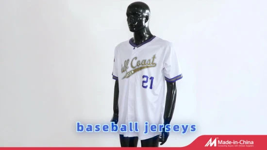 Venta caliente Diseño personalizado Sublimación Bordado Letra Patrón Camisas Cuello en V Hombres Jersey Béisbol Jersey